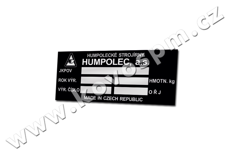 Humpolecké Strojírny Humpolec, a.s. - výrobní štítek